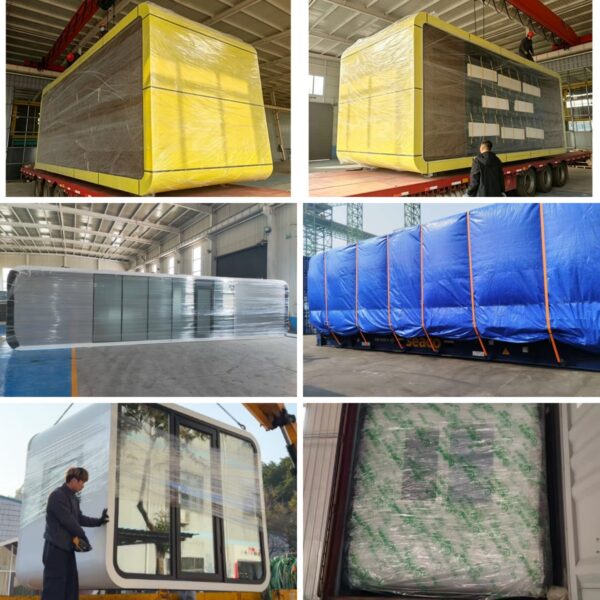 Apple Cabin6 Apple Cabin Prefabricated House OEM – Galvanized Steel Frame, Metal Carved Panels, Thermally Broken Aluminum Windows