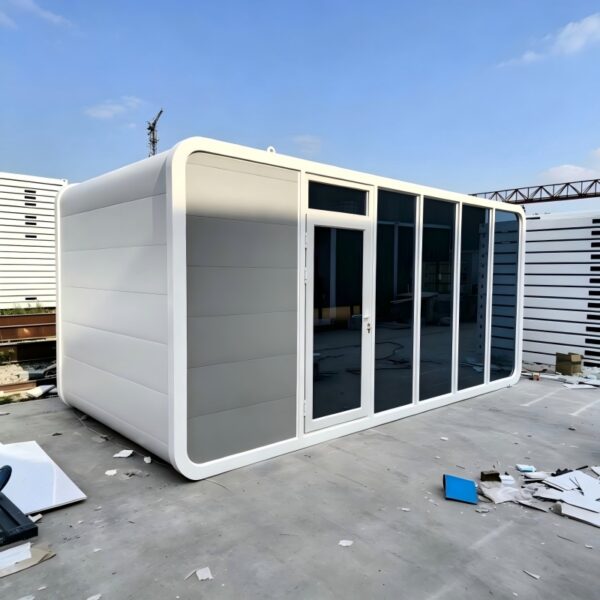主图 Apple Cabin (2) Apple Cabin Prefabricated House OEM – Galvanized Steel Frame, Metal Carved Panels, Thermally Broken Aluminum Windows